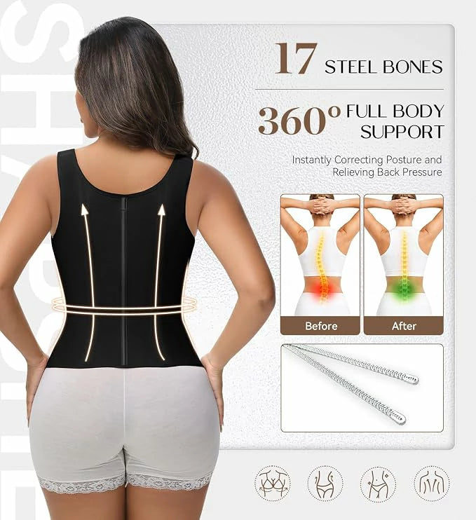 Women's 17 Steel Bones Waist Trainer with Built-In Bra