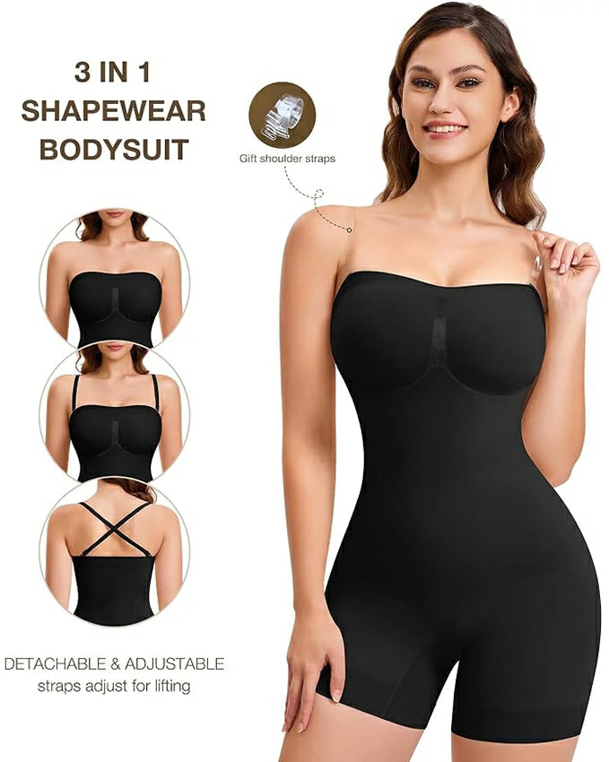 Women's Strapless Shapewear Bodysuit Tummy Control Butt Lift