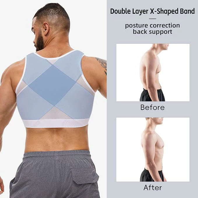 Men's Mesh Chest Binder Vest Breathable Hook-Eye