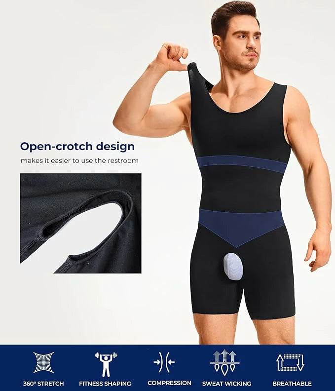 Men's Seamless Bodysuit Tummy Control Shapewear