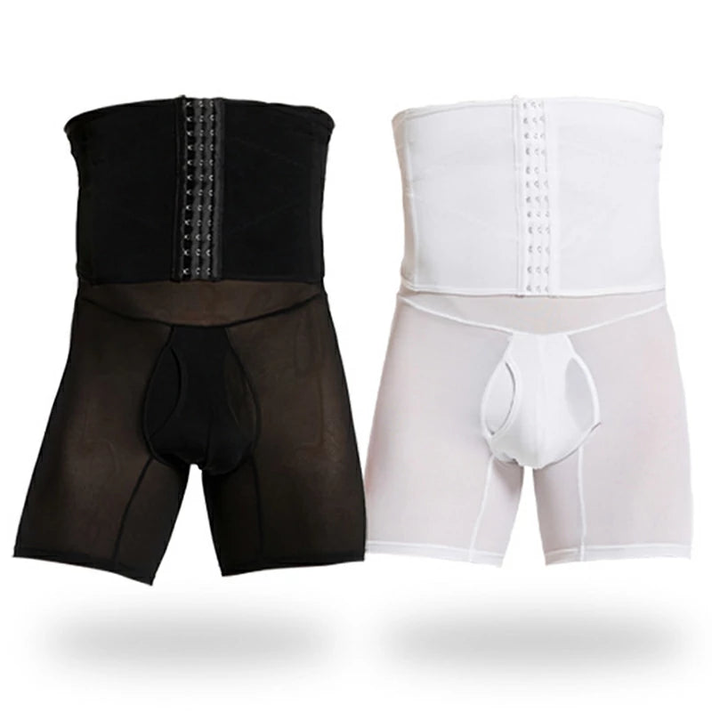 Men's High Waist Mesh Tummy Control Shapewear Shorts