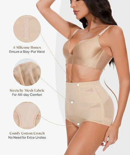 Women's High Waist Anti-Roll Shapewear Panties Tummy Control