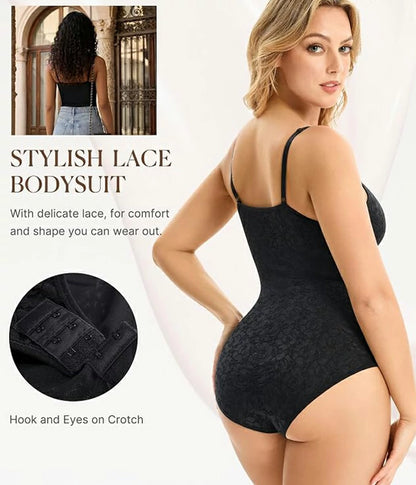 Women's Lace V-Neck Bodysuit Tummy Control Shapewear