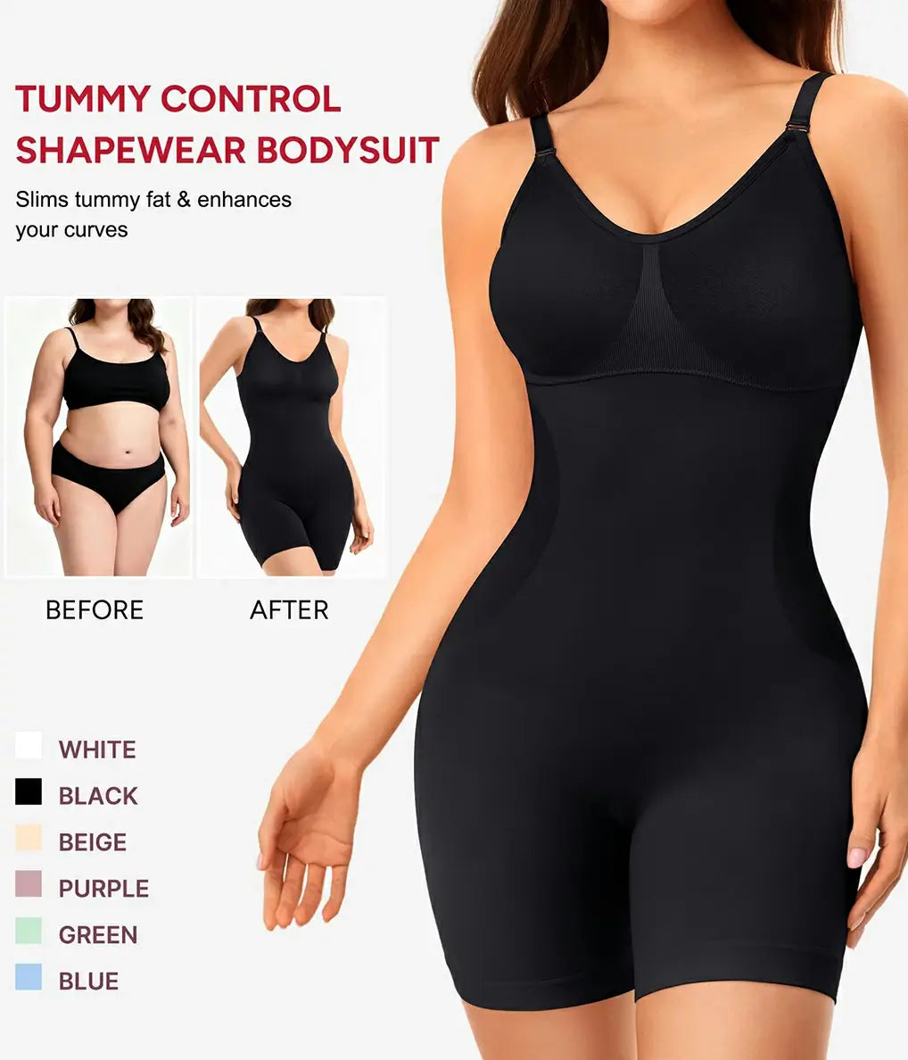 Women's Built in Bra Seamless Bodysuit Tummy Control