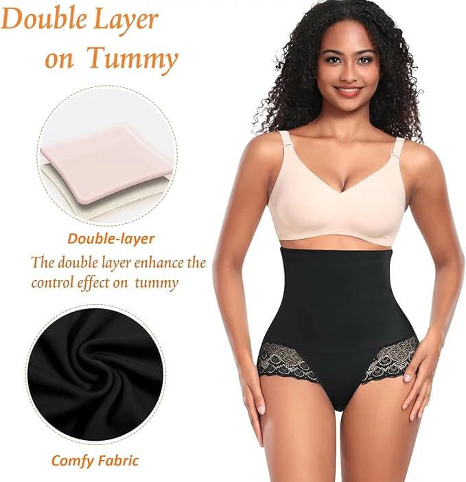 Women's High Waist Lace Panty Tummy Control