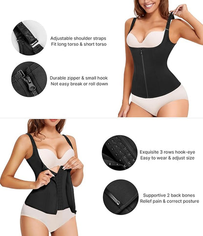 Women's Zipper Corset Vest for Tummy Control