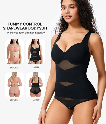 Women's V-Neck Seamless Bodysuit Tummy Control X-Cross