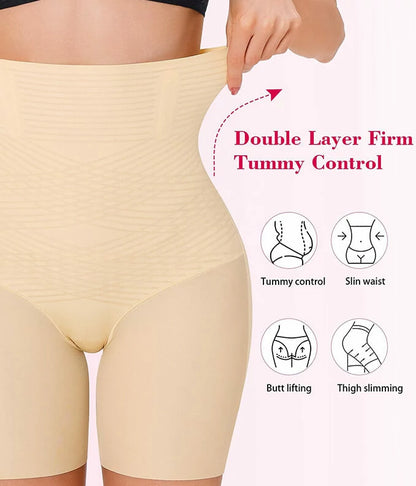 Women's High Waist Steel Bones 3D Contour Shapewear Shorts Tummy Control