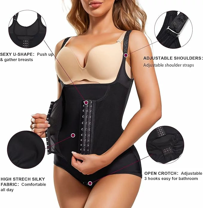 Women's Open Bust Waist Trainer Bodysuit Tummy Control