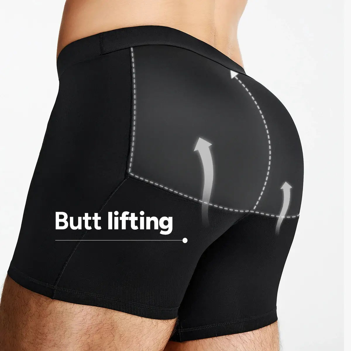Men's Padded Shapewear Boxer Briefs Butt Lifting