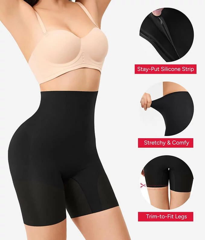 Women's High Waist Removable Pads Ruched Hip Shorts Tummy Control