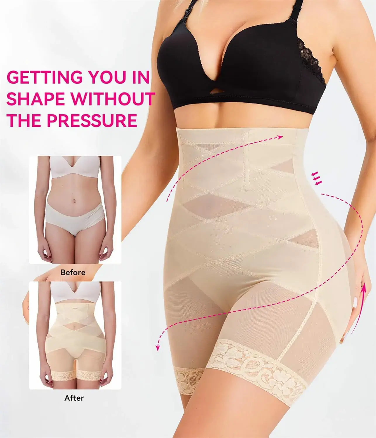 Women's High Waist Steel Bones Shapewear Shorts Tummy Control