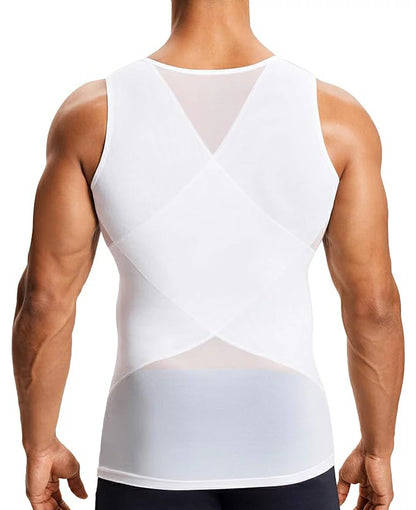 Men's Double-Layer Chest Compression Tank Top for Big Belly