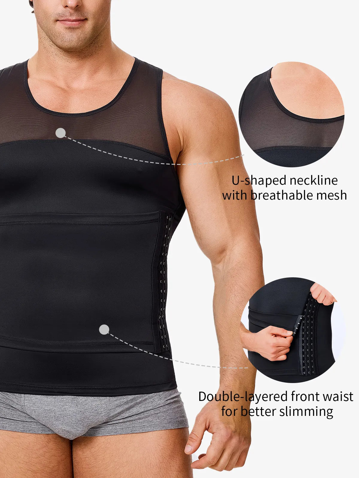 Men's Compression Vest w/ Waist Trimmer Belt (2-Pack)