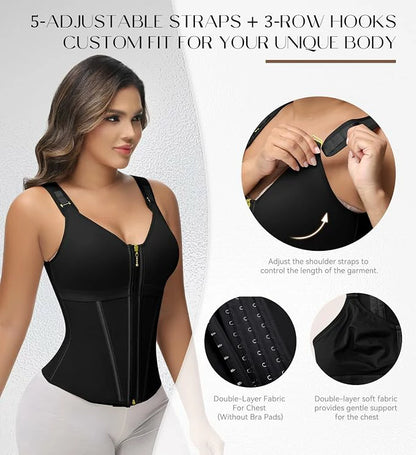 Women's 17 Steel Bones Waist Trainer with Built-In Bra