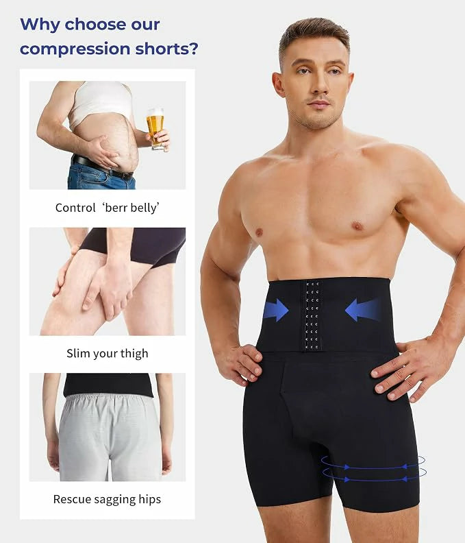 Men's Extra-Firm High-Waist Compression Shorts with Steel Bones
