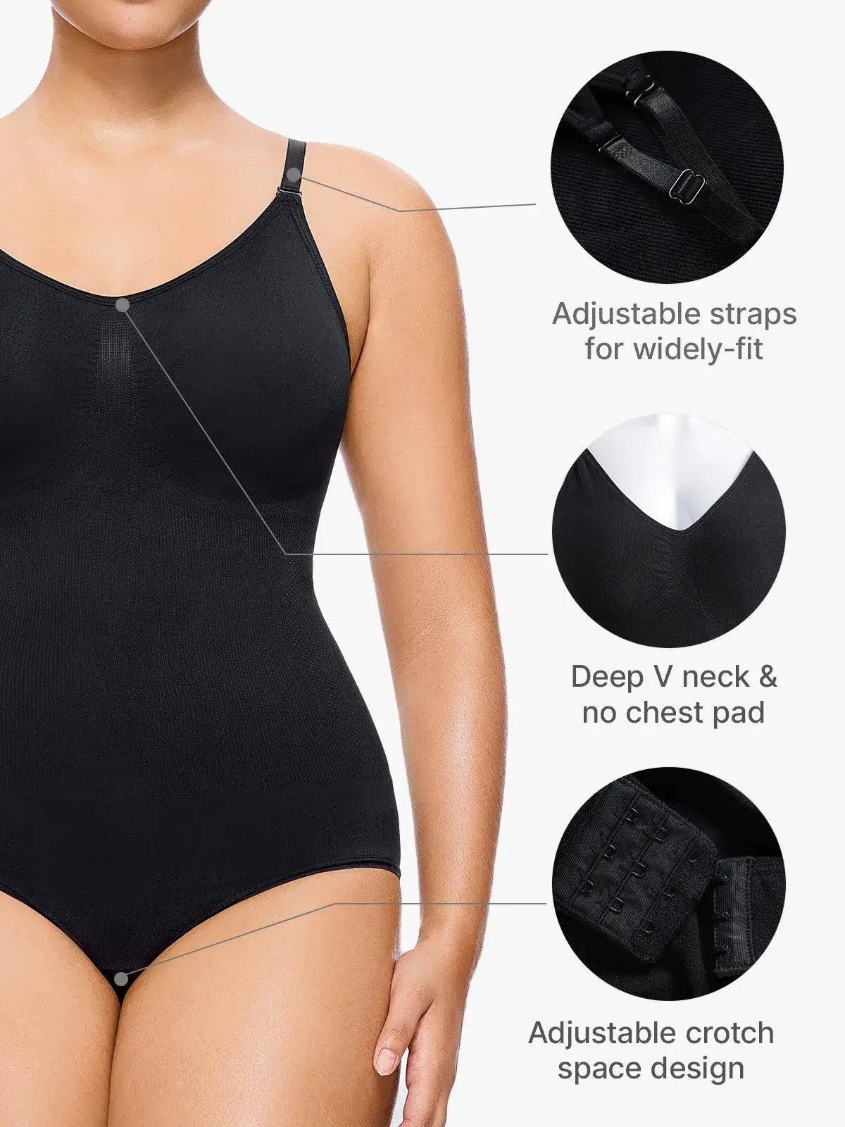 Women's Seamless V-Neck Sleeveless Bodysuit Tummy Control