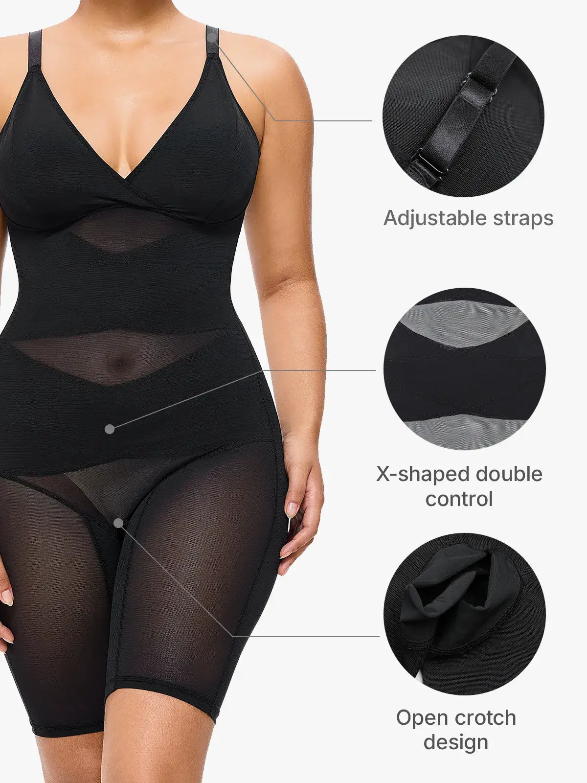 Women's V-Neck Bodysuit Tummy Control Butt Lift