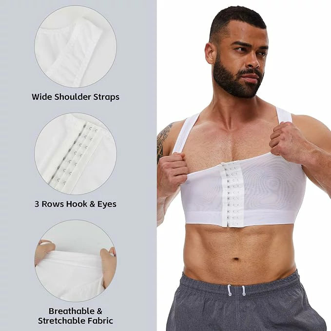 Men's Mesh Chest Binder Vest Breathable Hook-Eye