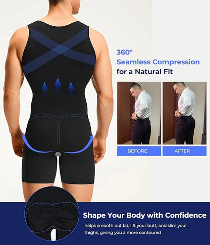 Men's Seamless Bodysuit Tummy Control Shapewear