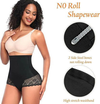Women's High Waist Lace Panty Tummy Control