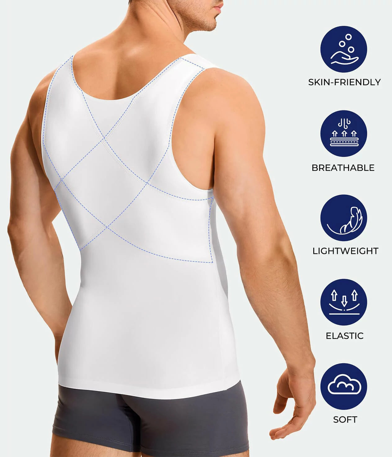 Men's Compression Tank Top Tummy Control Chest Smoothing