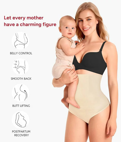 Women's High Waist Steel Bones Seamless Thong Tummy Control