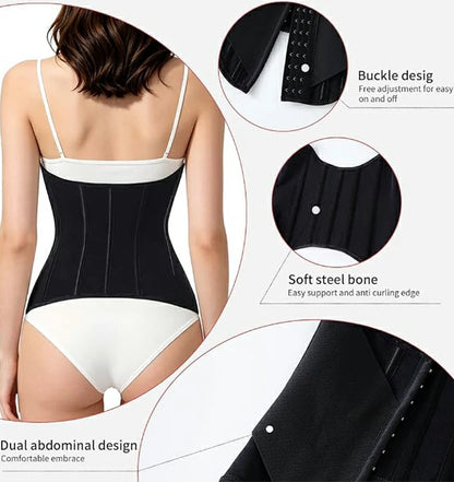 Women's Sweat Waist Trainer Corset with 11 Steel Bones