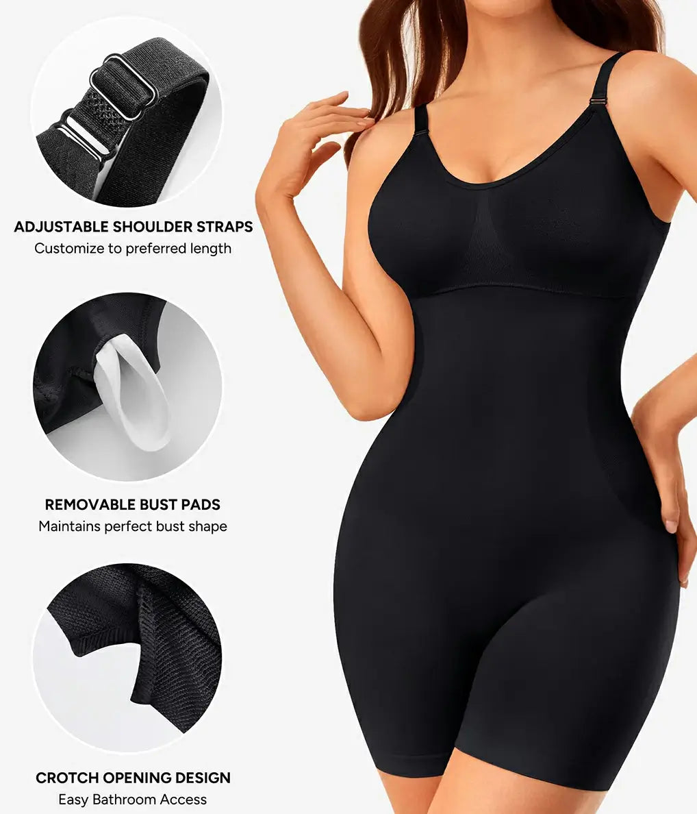 Women's Built in Bra Seamless Bodysuit Tummy Control