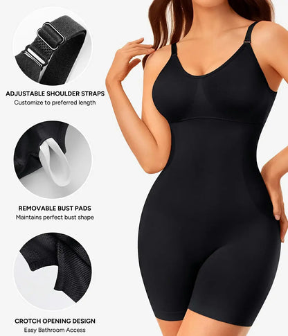 Women's Built in Bra Seamless Bodysuit Tummy Control