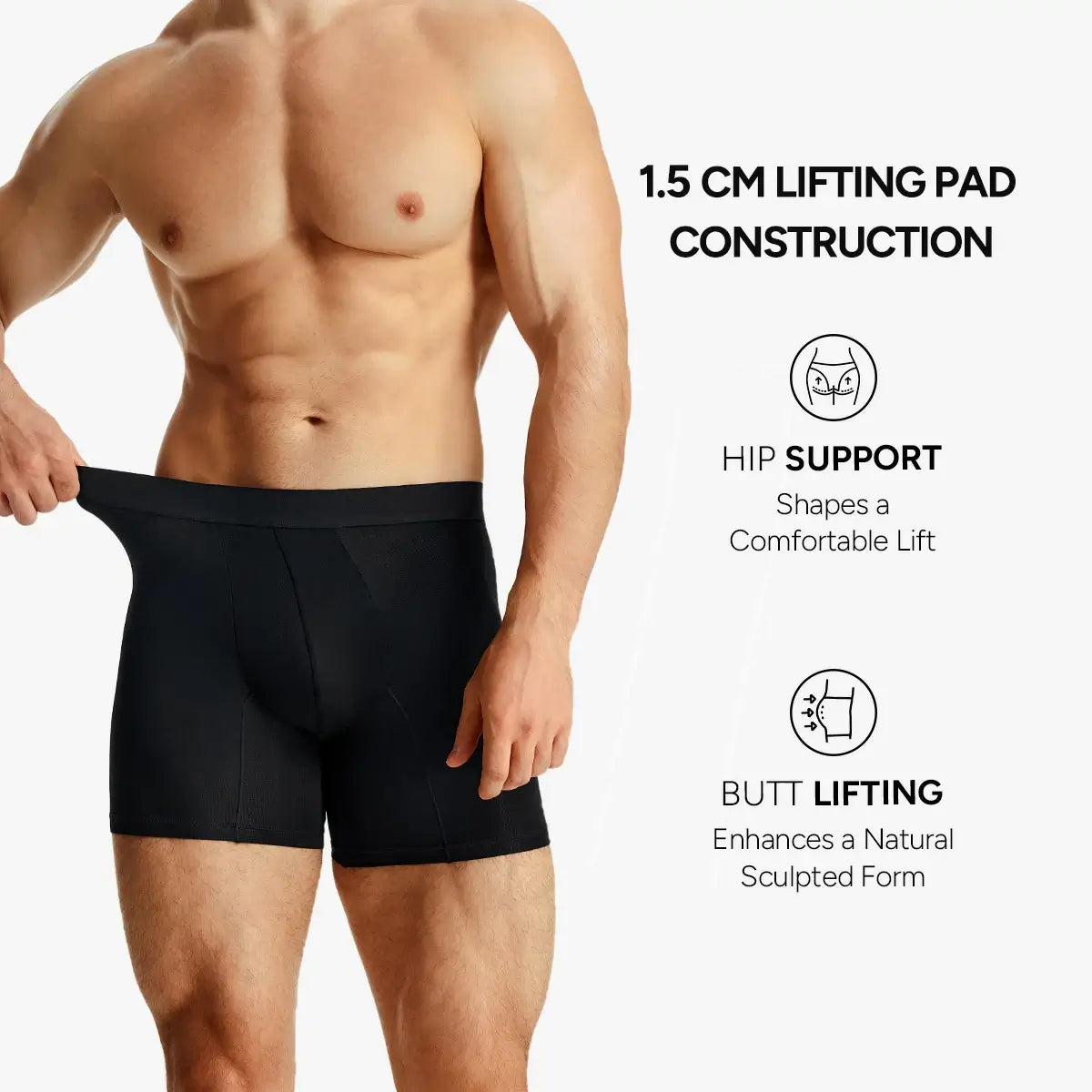 Men's Padded Shapewear Boxer Briefs Butt Lifting