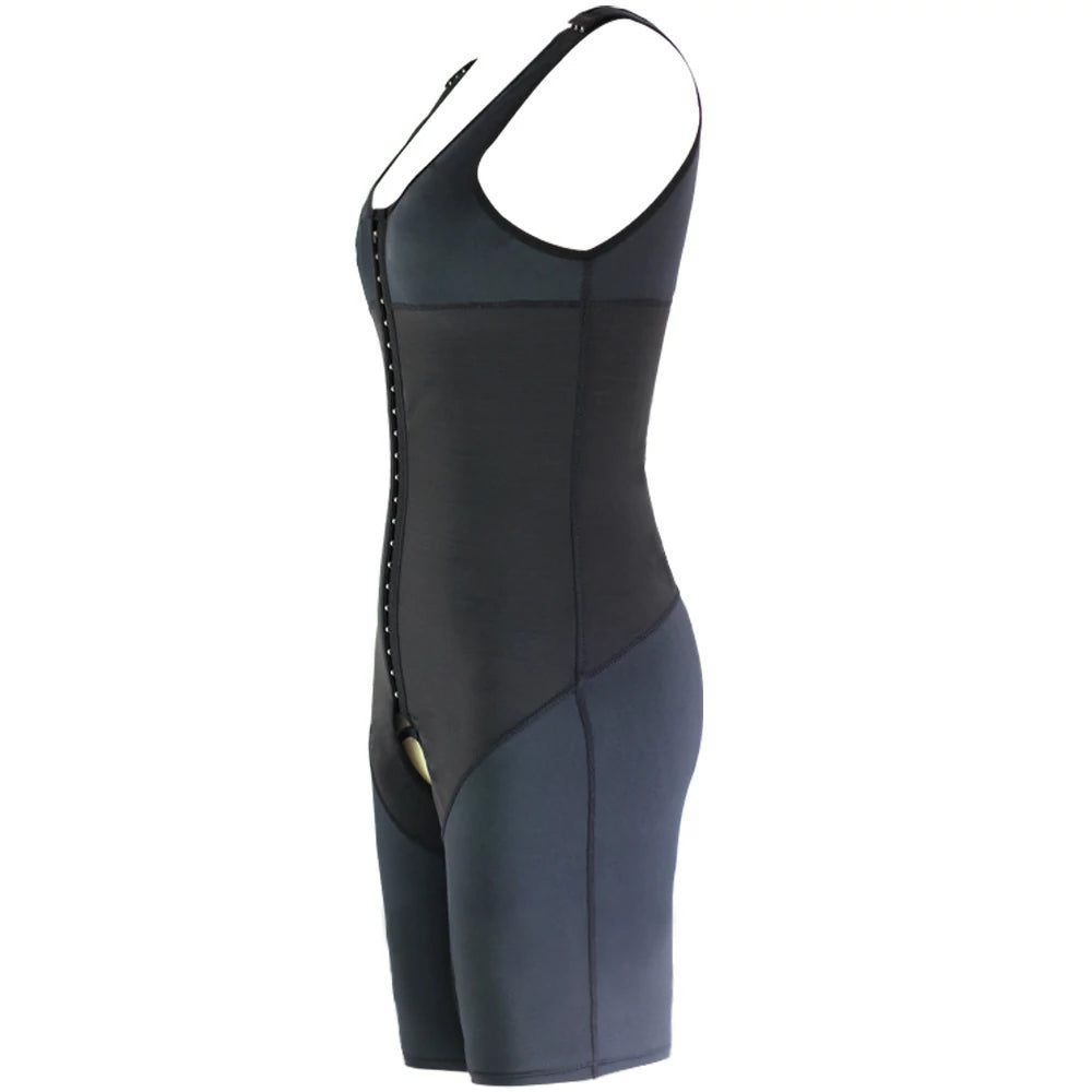 Men's Full Body Shaper Bodysuit with 4-Level Hooks