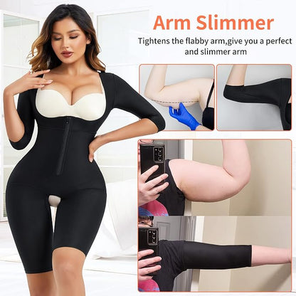 Women's Short Sleeve Bodysuit Tummy Control Arm Compression