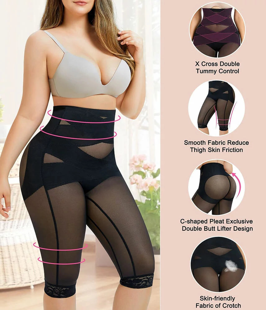 Women's High Waist Criss-Cross Capri Pants Tummy Control Butt Lift