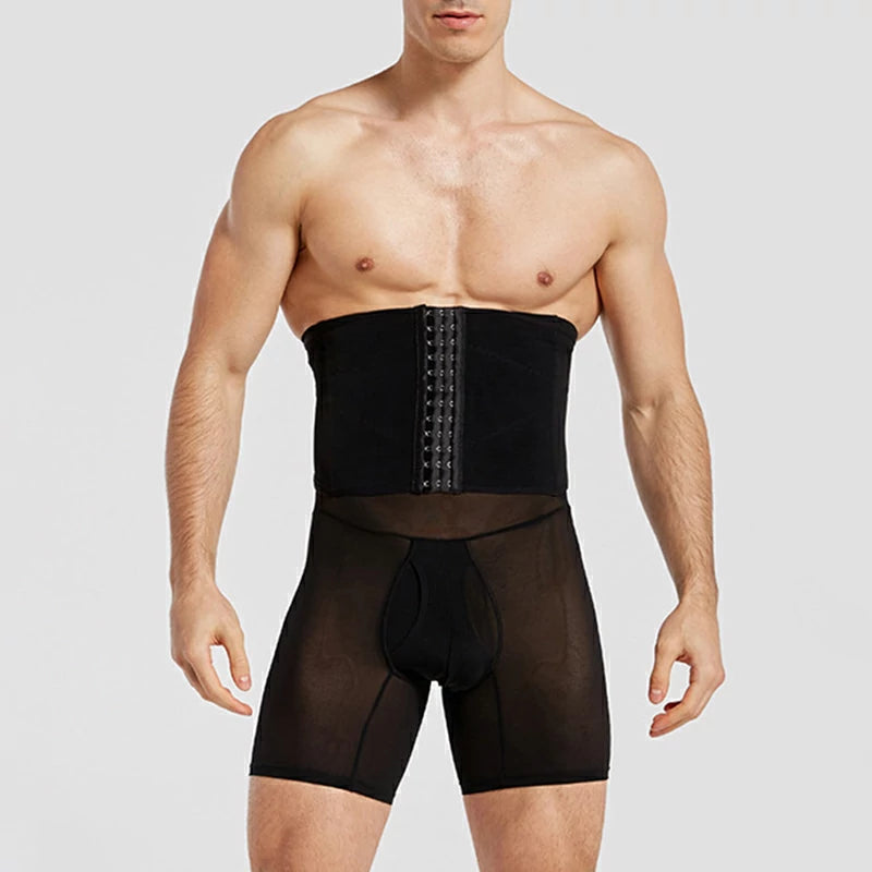 Men's High Waist Mesh Tummy Control Shapewear Shorts