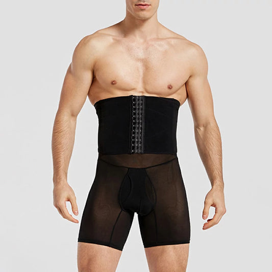 Men's High Waist Mesh Tummy Control Shapewear Shorts