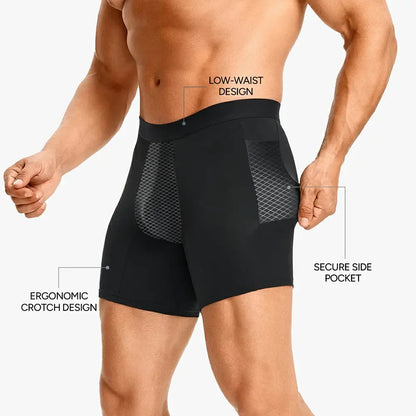 Men's Breathable Compression Shorts Side Pocket Low-Rise