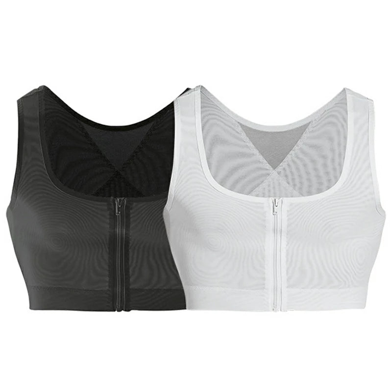 Men's Zipper Mesh Chest Compression Tank Top