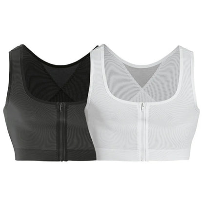Men's Zipper Mesh Chest Compression Tank Top