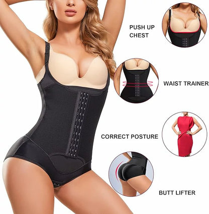 Women's Open Bust Waist Trainer Bodysuit Tummy Control