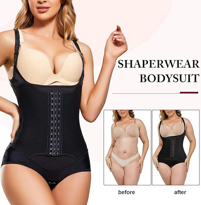 Women's Open Bust Waist Trainer Bodysuit Tummy Control