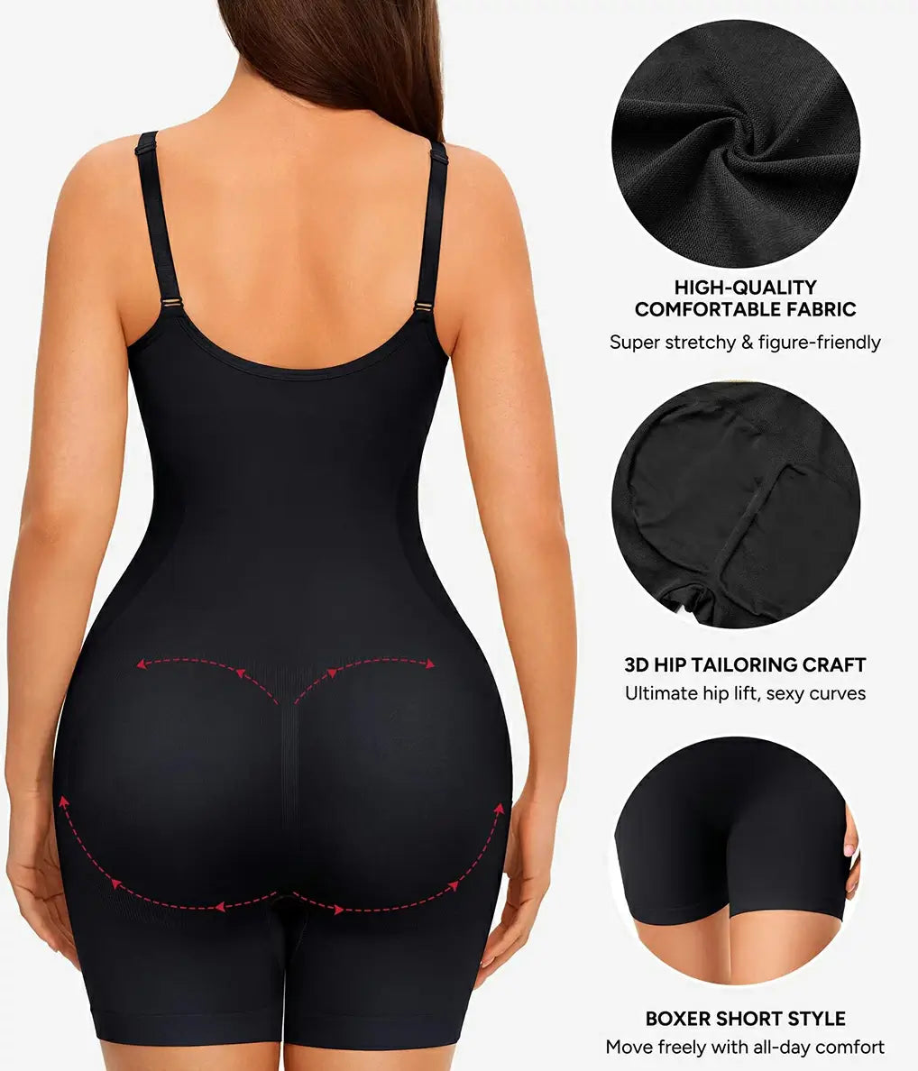 Women's Built in Bra Seamless Bodysuit Tummy Control