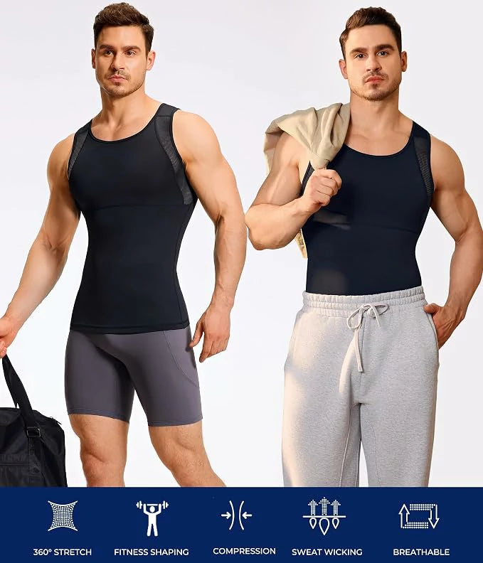 Men's Firm Compression Tank Top with Mesh Venting