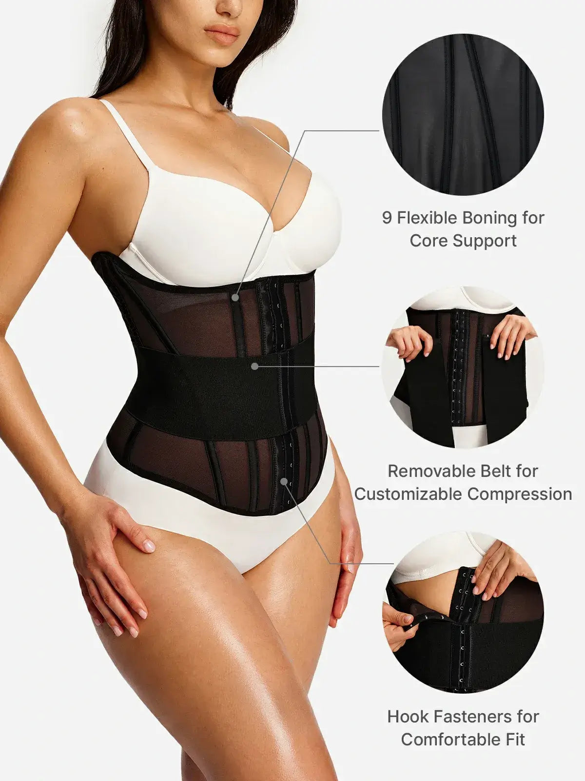 Women's Steel Boned Mesh Waist Trainer Tummy Control