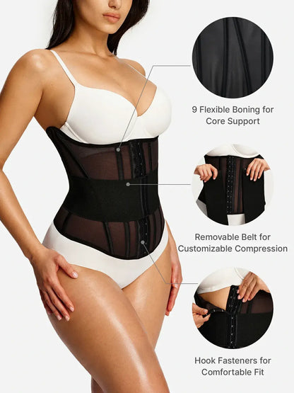 Women's Steel Boned Mesh Waist Trainer Tummy Control