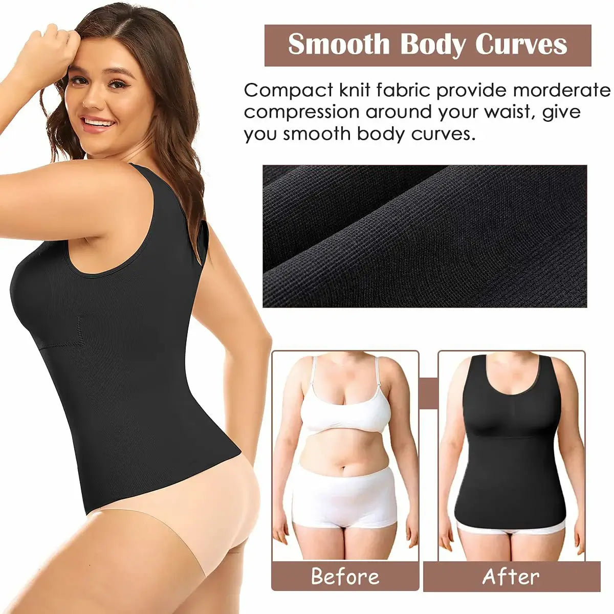 Women's Shapewear Tank Top Built-in Bra Tummy Control