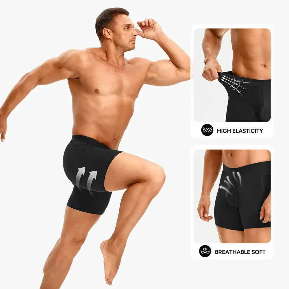 Men's Breathable Compression Shorts Side Pocket Low-Rise
