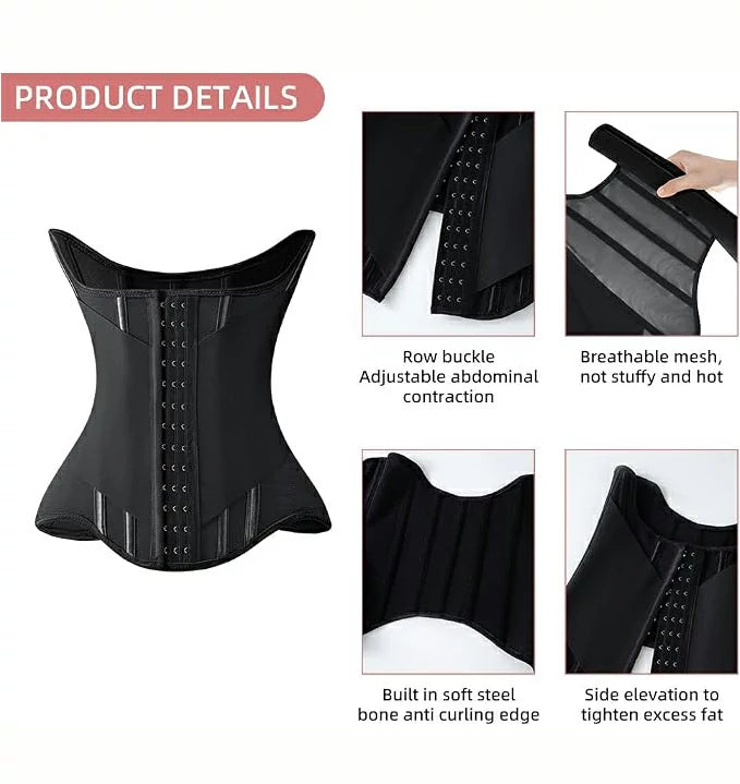 Women's Sweat Waist Trainer Corset with 11 Steel Bones
