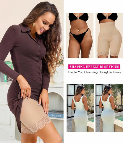 Women's High Waist Lace Butt-Lifting Contour Shapewear Shorts Waist Sculpting