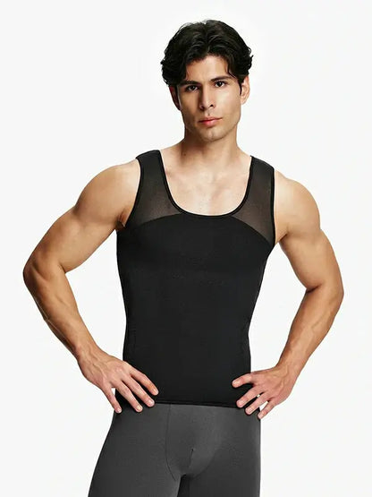 Men's Mesh Compression Chest & Tummy Control Tank Top
